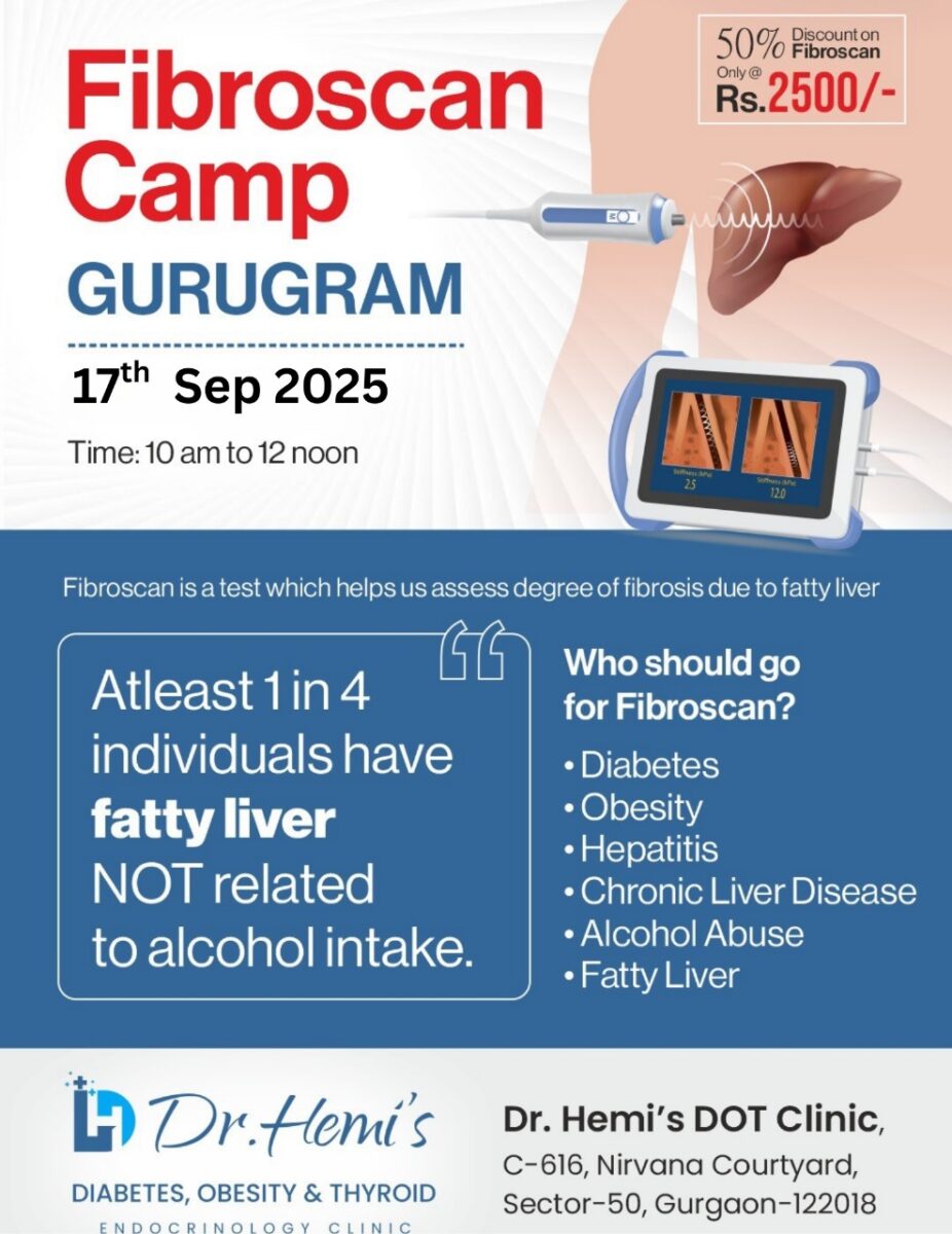 Fibroscan camp poster, Gurugram, 17 September 2025 – fatty liver screening